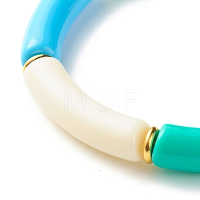 Candy Color Chunky Curved Tube Beads Stretch Bracelet BJEW-JB07298-01-1