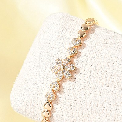 Brass Micro Pave Cubic Zirconia Chain Bracelets KK-R217-48G-1