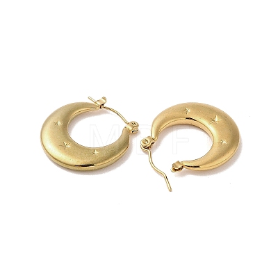 Crescent Moon with Star 201 Stainless Steel Half Hoop Earrings for Women EJEW-G385-25G-1