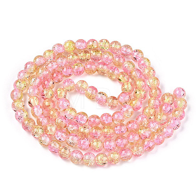 1Strand Two Tone Transparent Crackle Glass Round Beads Strands X-CCG-Q002-8mm-03-1