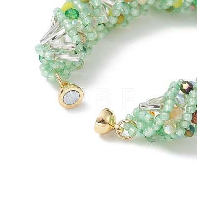 TOHO Japanese Seed & Lampwork Beaded Bracelet with Brass Magnetic Clasps BJEW-MZ00036-02-1