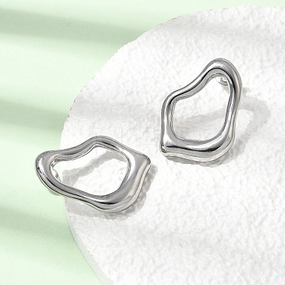 Irregular 304 Stainless Steel Pendant Necklace & Stud Earrings Sets for Women SJEW-E052-01P-1