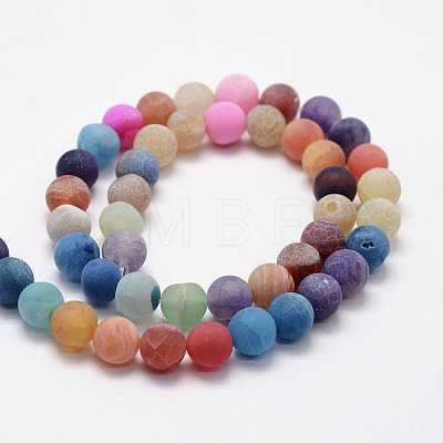 Frosted Natural Agate Beads Strands X-G-F367-8mm-08-1