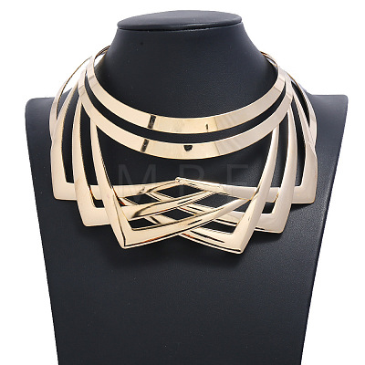 Iron Geometric Multi-Layer Cuff Statement Necklaces for Women WG85588-01-1