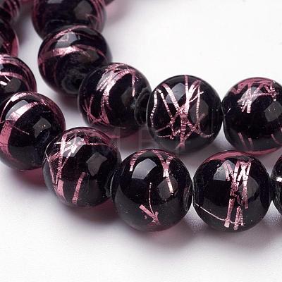 Handmade Silver Foil Lampwork Beads Strands FOIL-L016-B03-1