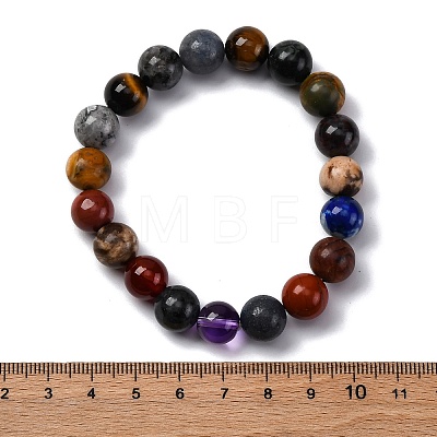 Natural & Synthetic Mixed Gemstone Beaded Stretch Bracelets for Women Men BJEW-F490-01B-1