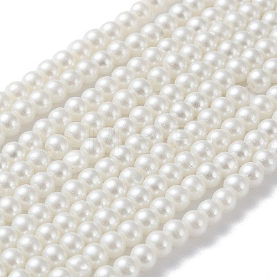 Baking Painted Pearlized Glass Pearl Round Bead Strands HY-Q003-4mm-01-1