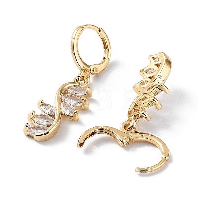 Rack Plating Golden Brass Dangle Leverback Earrings EJEW-A030-01F-G-1
