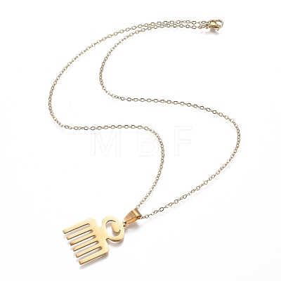 201 Stainless Steel Pendant Necklaces NJEW-H208-02G-1
