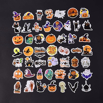 50Pcs Halloween Holographic Vinyl Waterproof Cartoon Stickers DIY-B064-01A-1