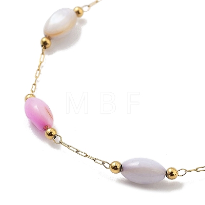 Colorful ABS Plastic Oval Link Chain Necklaces NJEW-H041-01G-1