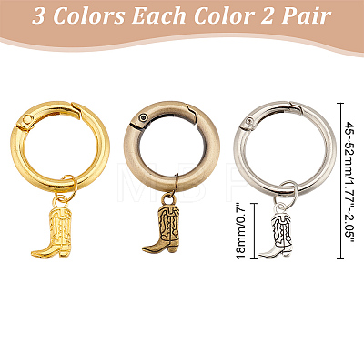 6Pcs 3 Colors Boot Alloy Shoe Charms HJEW-AB00734-1