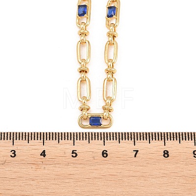 5MM Brass Pave Cubic Zirconia Oval Link Chain Necklaces NJEW-D324-01G-03-1
