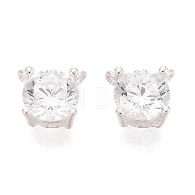 925 Sterling Silver Pave Clear Cubic Zirconia Flat Round Charms STER-T008-69S-02-1
