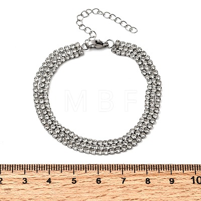 304 Stainless Steel Rhinestone Cup Chain Multi-strand Bracelets for Women BJEW-P376-01P-03-1