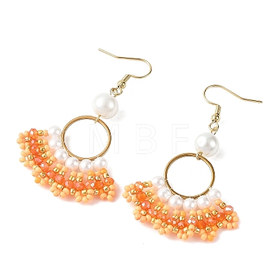 Glass Braided Beads Dangle Earrings EJEW-MZ00747-02-1