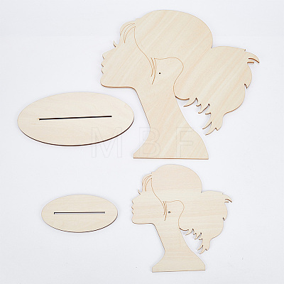 2 Sizes Single Tail Girl Wooden Head Child Silhouette Stands ODIS-WH0030-15C-1