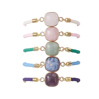Natural Gemstone Beads Silder Bracelets BJEW-JB13391-1