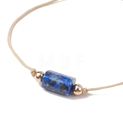 Natural Mixed Gemstone Column Braided Bead Bracelet BJEW-JB09762-1