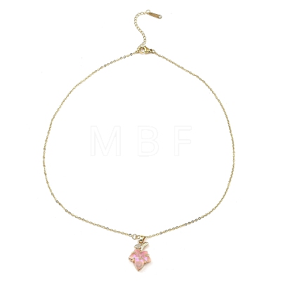 Maple Leaf Light Gold Brass Micro Pave Cubic Zirconia Pendant Necklaces NJEW-E105-14KCG-01-1