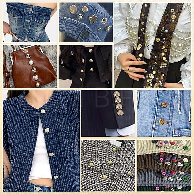 80Pcs 20 Styles 1-Hole Zinc Alloy Shank Buttons BUTT-PH0001-70-1