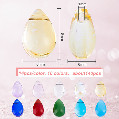 GOMAKERER 140Pcs 10 Styles Imitation Jade & Transparent Glass Pendants GLAA-GO0001-04-1
