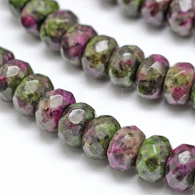 Faceted Natural Ruby in Zoisite Rondelle Beads Strands X-G-K090-04-1