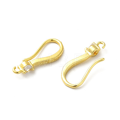 Brass Micro Pave Clear Cubic Zirconia Earring Hooks ZIRC-R112-07G-1