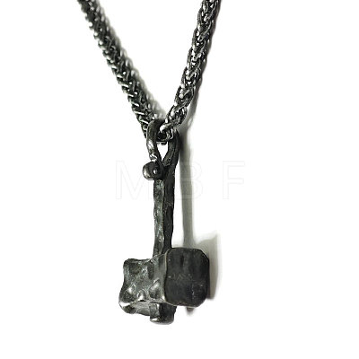 Alloy Viking Hammer Pendant Iron Wheat Chain Necklaces for Men FS-WGE3E04-02-1