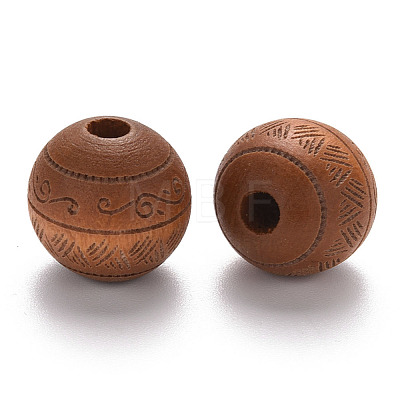 Painted Natural Wood Beads WOOD-N006-02B-02-1