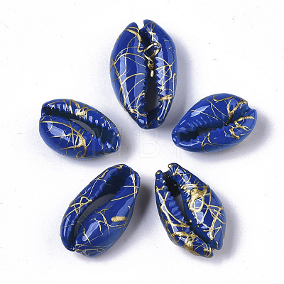 Spray Painted Natural Cowrie Shell Beads SSHEL-R047-03-A-1