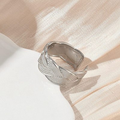 304 Stainless Steel Cuff Open Rings for Women RJEW-L341-03A-P-1