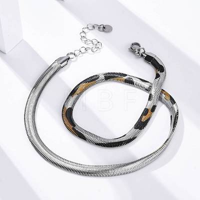 Brass Flat Snake Chain Necklaces NJEW-Z059-01G-01-1