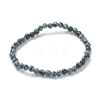 Natural Snowflake Obsidian Beaded Stretch Bracelets BJEW-D446-A-45-1