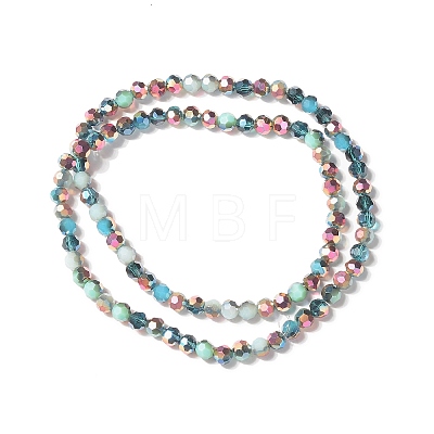 Transparent Electroplated Glass Beads Strands GLAA-G097-04C-1