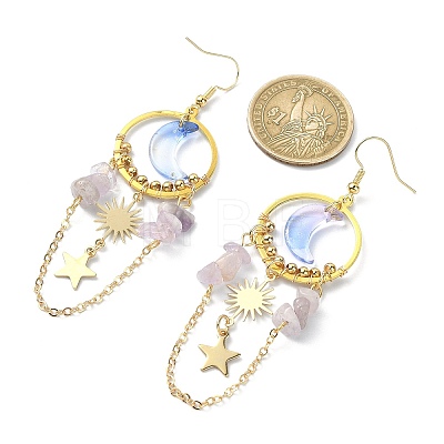 Moon & Sun & Star Alloy Chandelier Earrings EJEW-TA00294-1