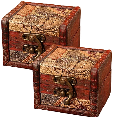 Square Retro Wood Jewelry Set Storage Organizer Boxes with Clasps CON-CL0001-13B-1