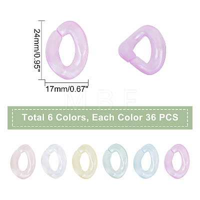 216Pcs 6 Colors Acrylic Luminous Linking Rings MACR-CA0001-26-1