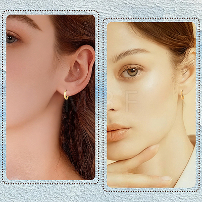 10 Pairs Brass Huggie Hoop Earrings EJEW-BBC0002-21-1