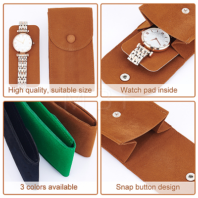  6Pcs 3 Colors Double-Sided Velvet Watch Bag Package TP-NB0001-50-1
