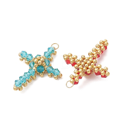 Glass Seed Beaded Pendants PALLOY-MZ01287-1