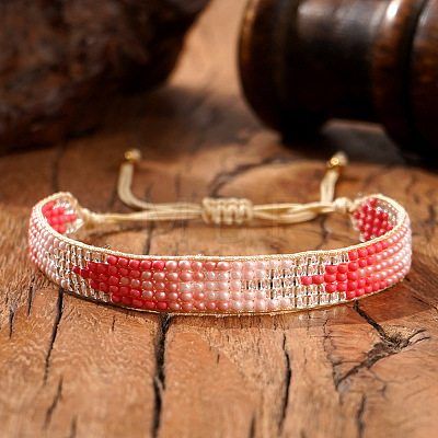 Arrow Glass Seed Bead Adjustable Bracelets. Nylon Thread Braided Bracelets for Women BT6903-4-1