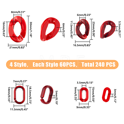 240Pcs 4 Style Acrylic Linking Rings OACR-FH0001-034-1