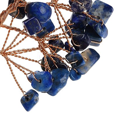 Natural Lapis Lazuli Chips Tree of Life Decorations DJEW-C016-02E-1