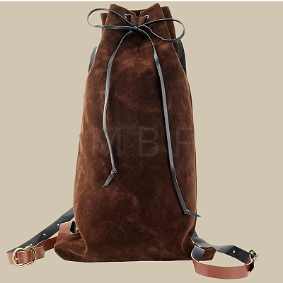 Flocking Fibre Drawstring Backpacks with PU Leather Straps and Alloy Clasps ABAG-WH20019-02B-1
