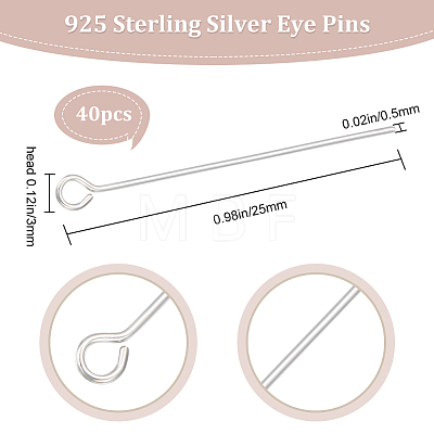 40Pcs 925 Sterling Silver Eye Pin STER-BBC0002-16A-1