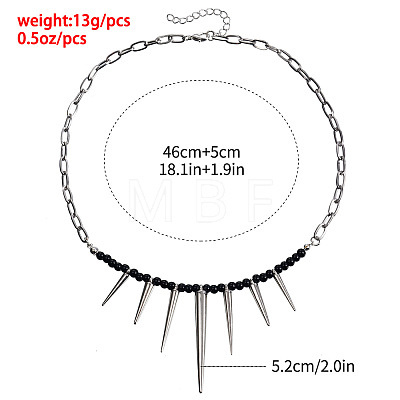Punk Alloy Thorn Glass Beaded Choker Necklaces for Women WGE9FD8-01-1