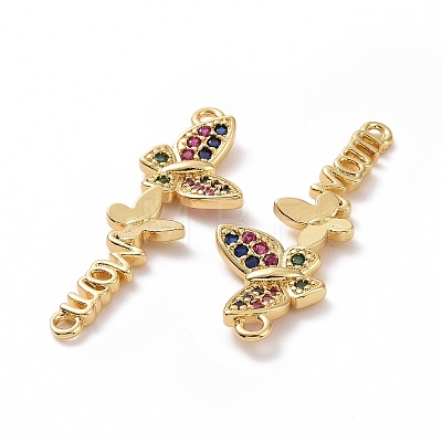 Mother's Day Brass Micro Pave Colorful Cubic Zirconia Connector Charms ZIRC-I062-08G-1