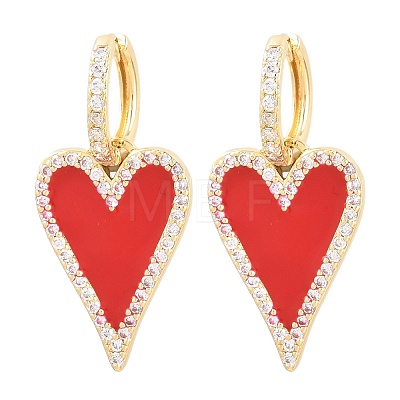 Valentine's Day Heart Brass Micro Pave Clear Cubic Zirconia Hoop Earrings EJEW-Z164-10G-01-1