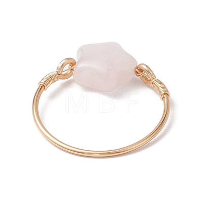 Star Natural Rose Quartz Finger Rings RJEW-JR00727-1